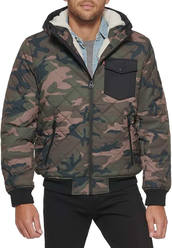 Men's Diamond Quilted Sherpa Lined Bomber Jacket
