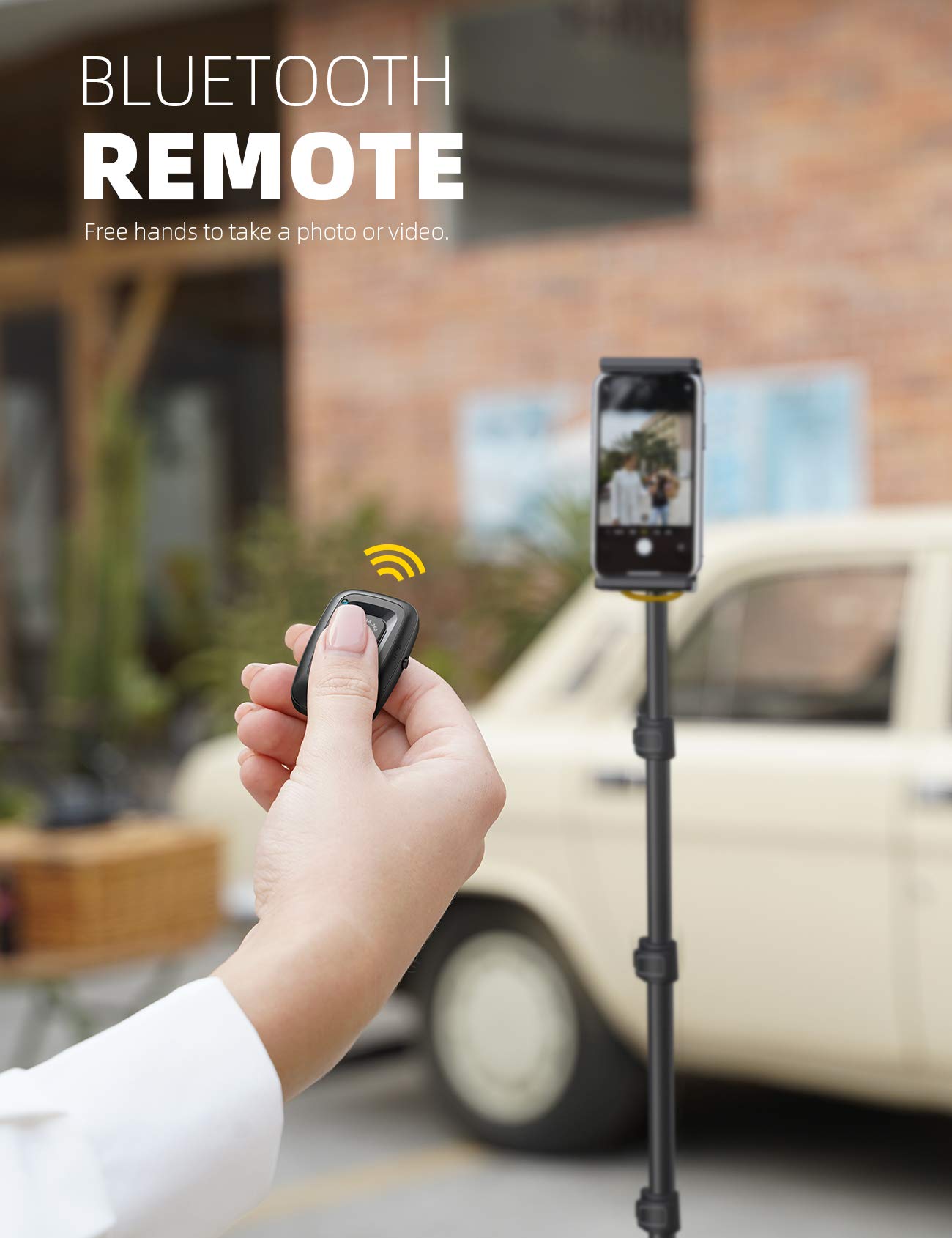 Tablet Floor Tripod Stand - 64.9" Tablet Holder Mount with Adjustable Height for Stream/Watching with Bluetooth Remote, for iPad Pro 12.9, Mini, Air, iPhone and 4.7-13" Tablet and Cellphone