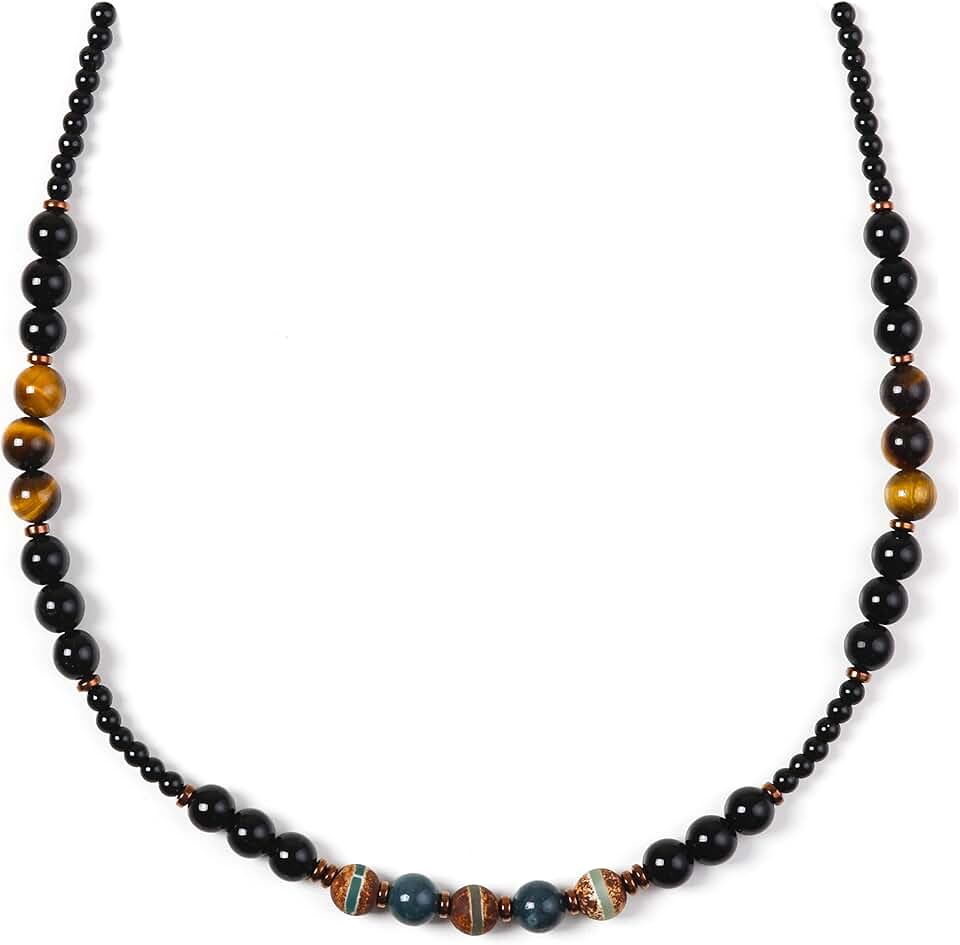 Healing crystal beaded necklace for men