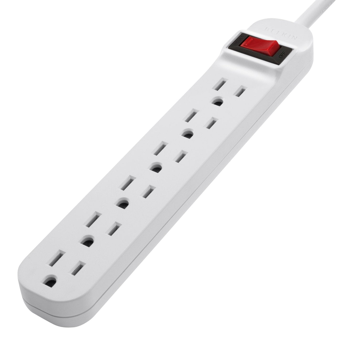 6-Outlet Power Strip With 3ft Cord, White