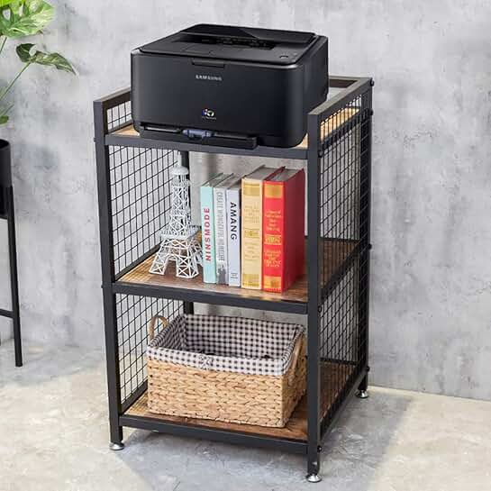 Rustic 3-Shelf Printer Stand with Wheels