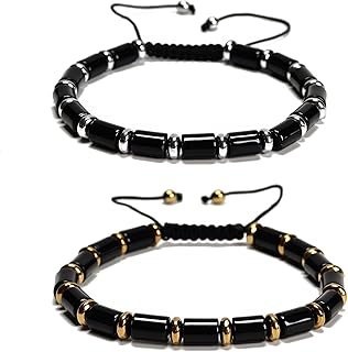 Set of 2 Beaded Bracelets with 6x8mm Tube Stones