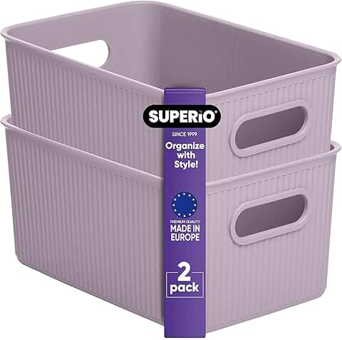 Medium Lilac Plastic Storage Bins, 2 Pack