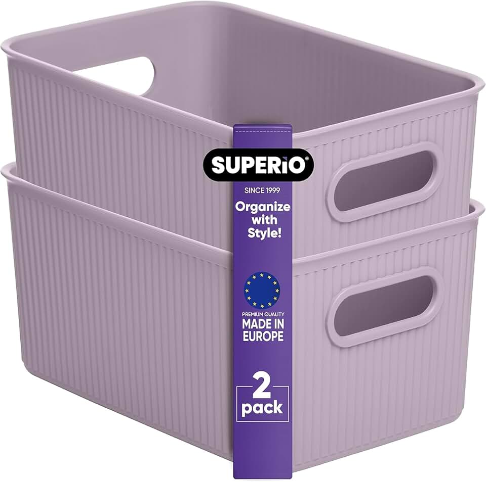 Medium Lilac Plastic Storage Bins, 2 Pack