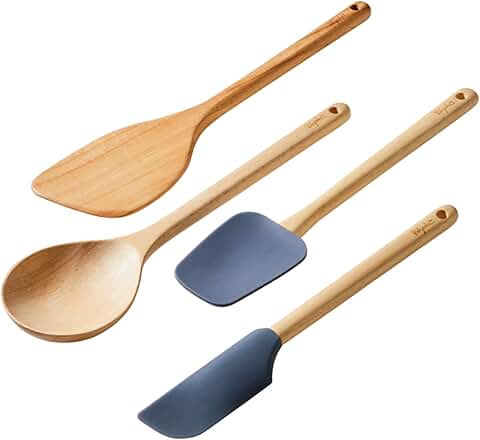 4-Piece Kitchen Utensil Set with Spoon, Paddle, and Spatula