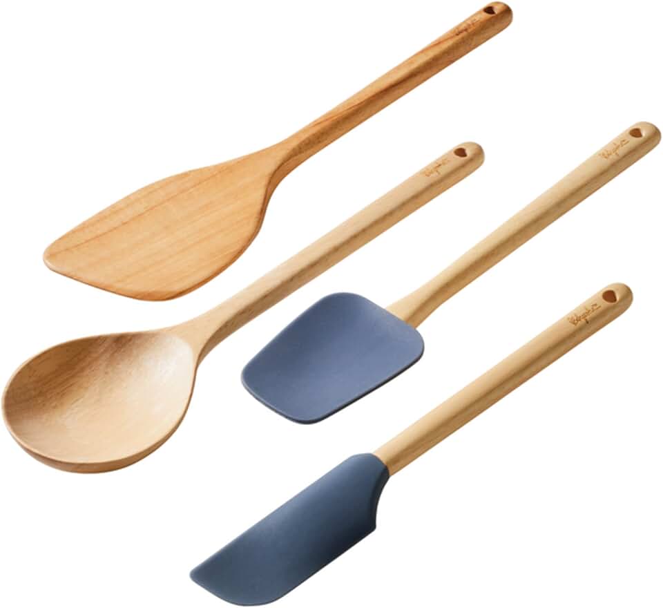 4-Piece Kitchen Utensil Set with Spoon, Paddle, and Spatula