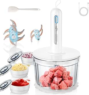 Glass Food Processor with 4 Blades and Bowls
