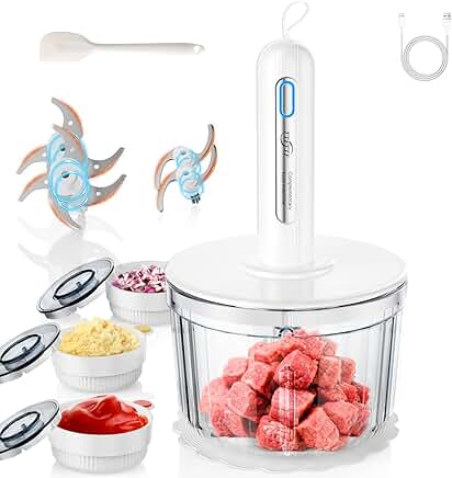Glass Food Processor with 4 Blades and Bowls