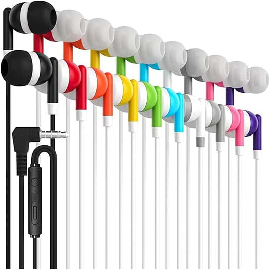 Bulk Noise-Isolating Wired Earbuds with Microphone, 40 Pack