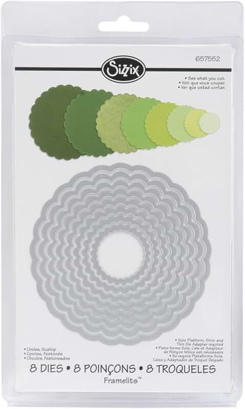 Set of 8 circle and scallop dies