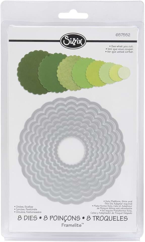 Set of 8 circle and scallop dies
