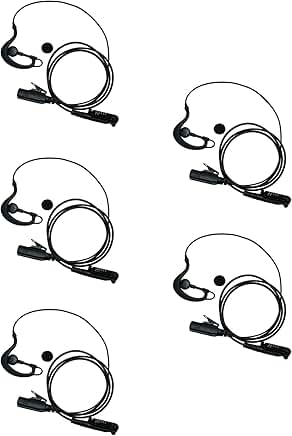 G Shape Earpiece Headset with Mic for Two-Way Radio 5 Pack