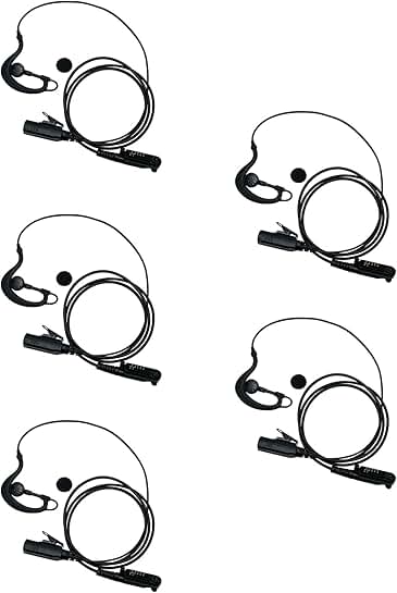 G Shape Earpiece Headset with Mic for Two-Way Radio 5 Pack