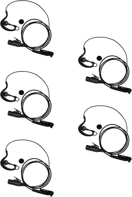 G Shape Earpiece Headset with Mic for Two-Way Radio 5 Pack