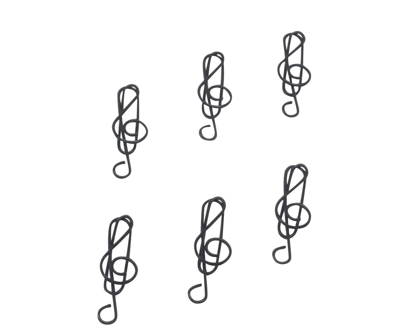 Music note shaped paper clips in round tin box