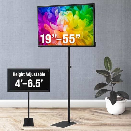 Extra Tall TV and Monitor Floor Stand, 19-55 inch, Black