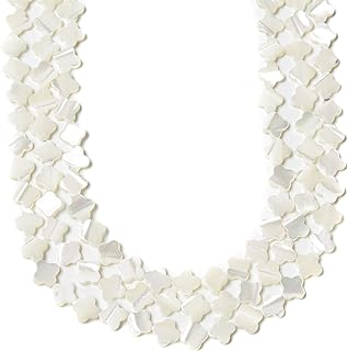 White Mother of Pearl Four Leaf Clover Beads, 6mm, 15.5 inches