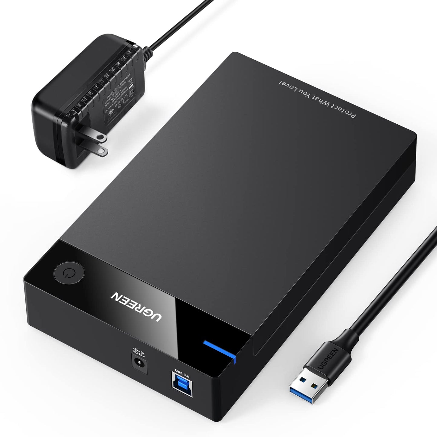 External Hard Drive Enclosure for 3.5 2.5 Inch SATA SSD HDD USB 3.0 to SATA III Hard Drive Case with UASP 12V Power Adapter Compatible with WD Seagate Toshiba Samsung Hitachi PS4 Xbox