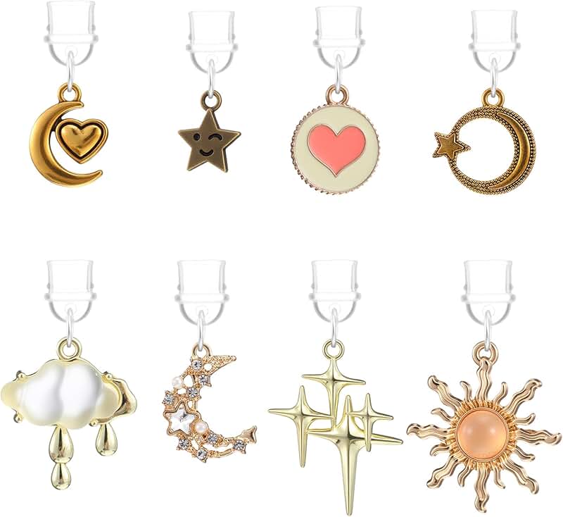 Set of 8 Star and Moon Dust Plug Charms for Charging Ports