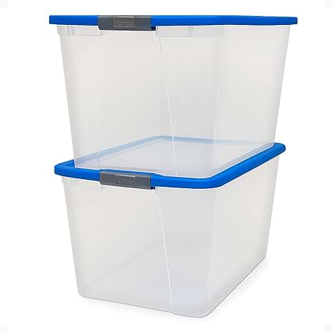 2-Pack Clear Plastic Storage Bins with Latches