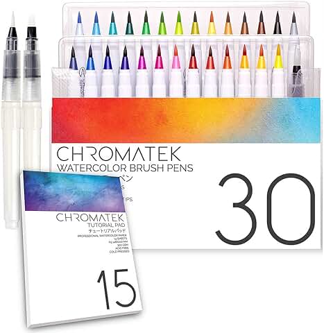30 Watercolor Brush Pens with Tutorial and Video