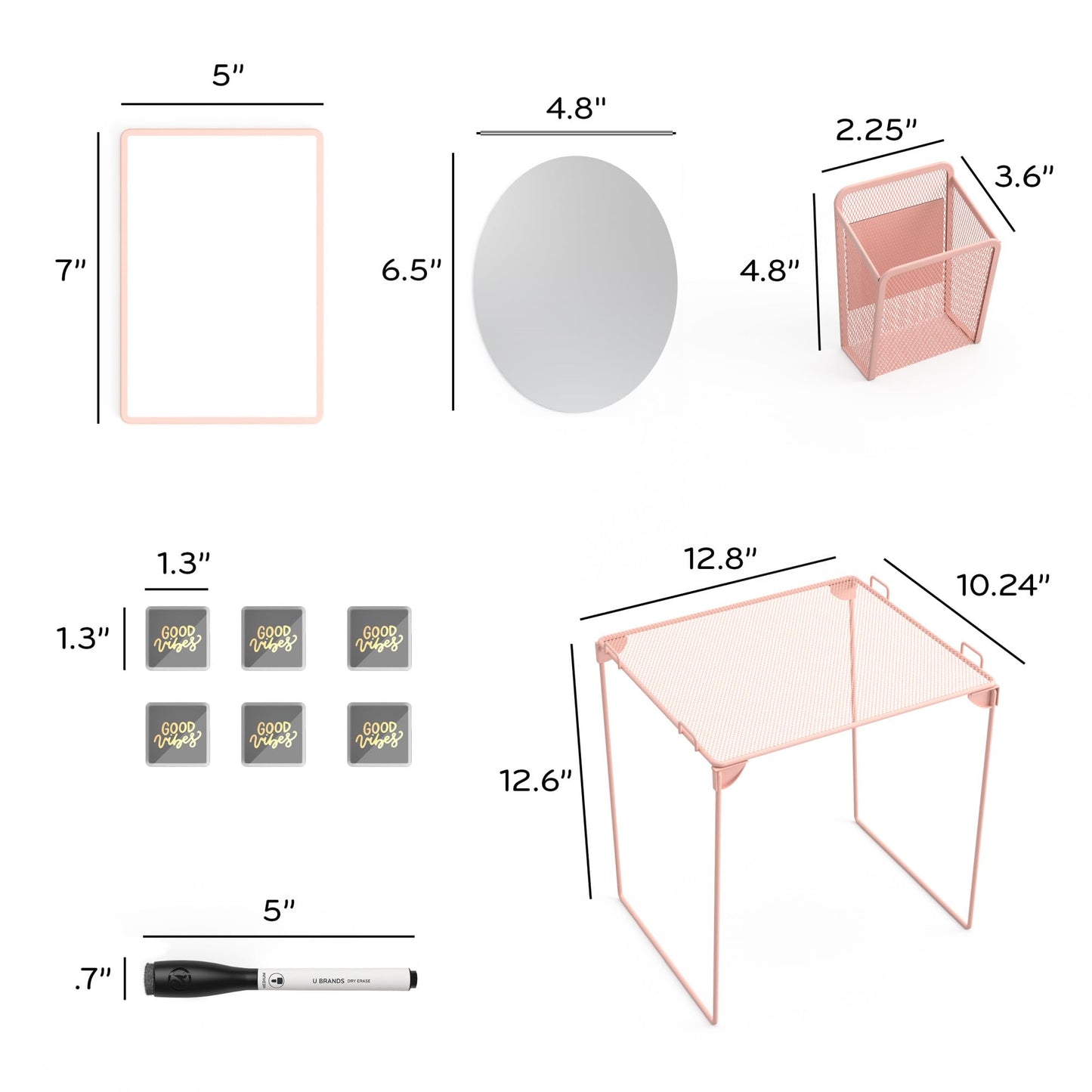11-Piece Blush Locker Organizer and Decor Kit