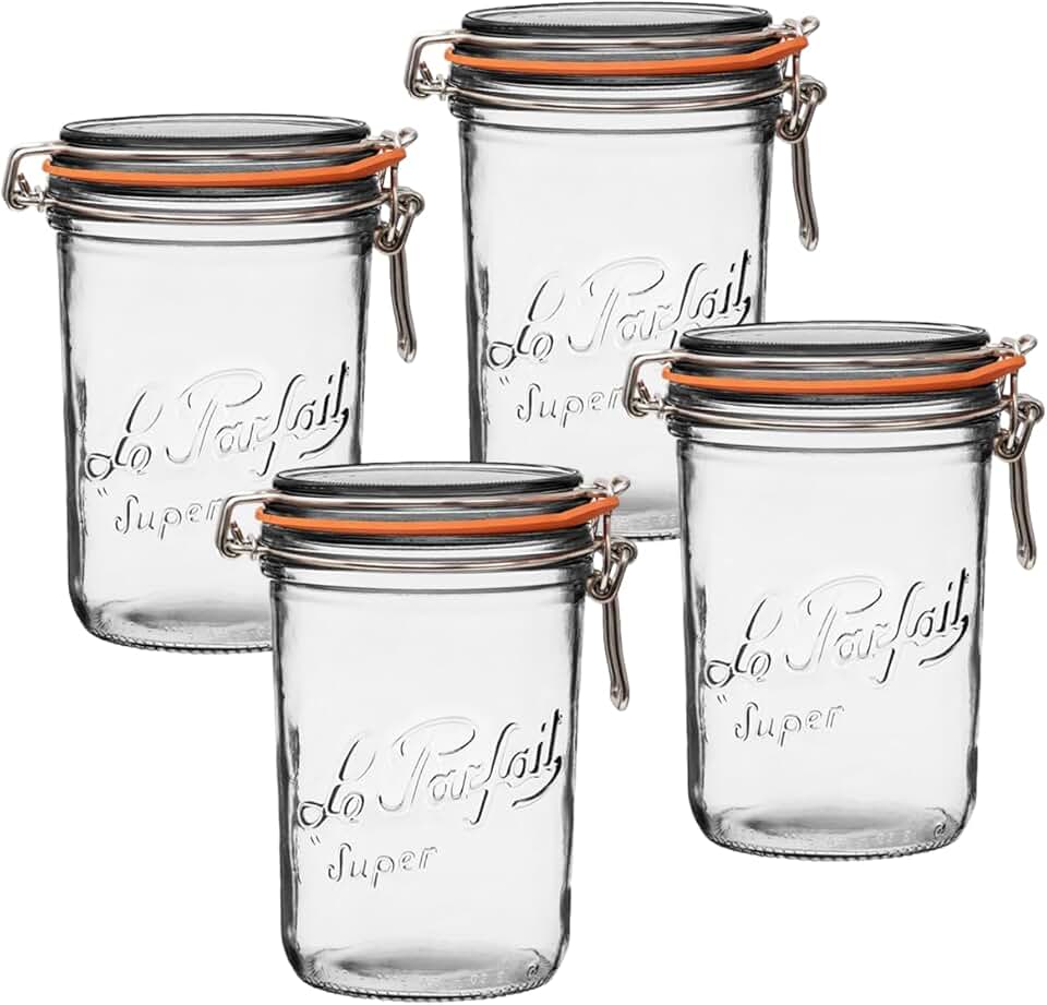 Set of 4 32oz Glass Jars with Airtight Lids