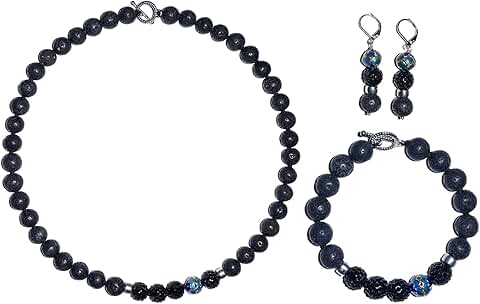 Natural Stone Jewelry Set with Cloisonne Beads for Women