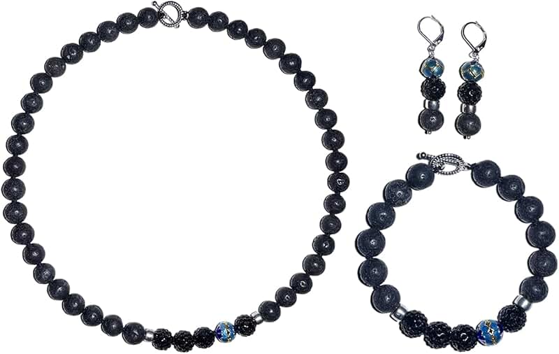 Natural Stone Jewelry Set with Cloisonne Beads for Women