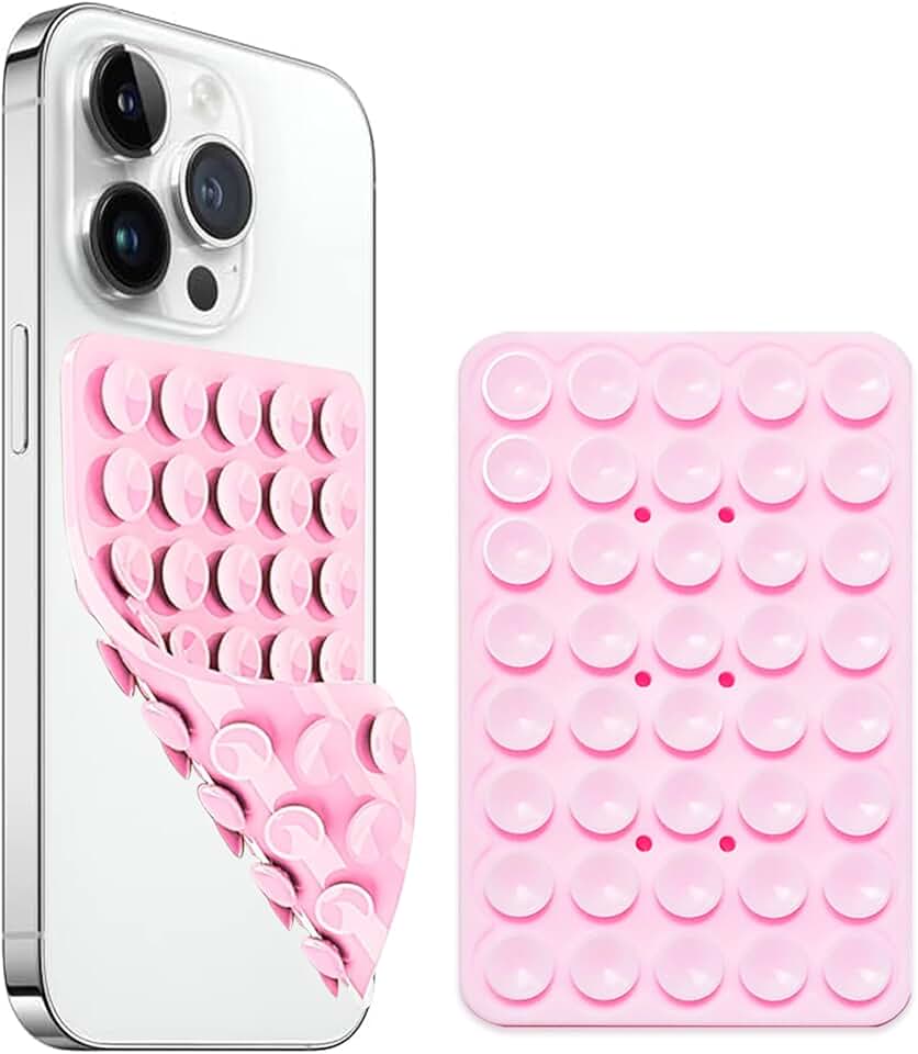 Pink Silicone Suction Cup Phone Mount for Hands-Free Use
