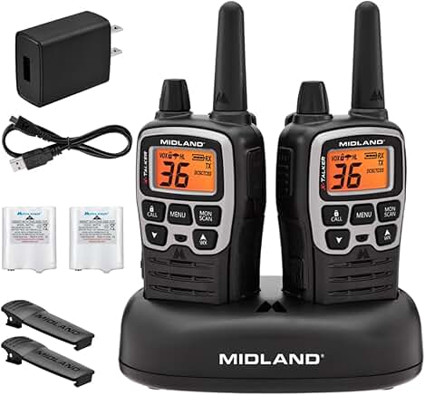 Long Range Walkie Talkie Set with Weather Scan, 2 Pack
