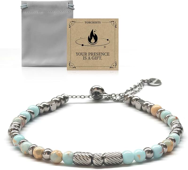Silver Beaded Adjustable Ankle Bracelet with Colorful Stones