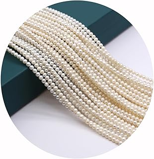 White Pearl Beads, 3-4mm, Round, 2 Strands