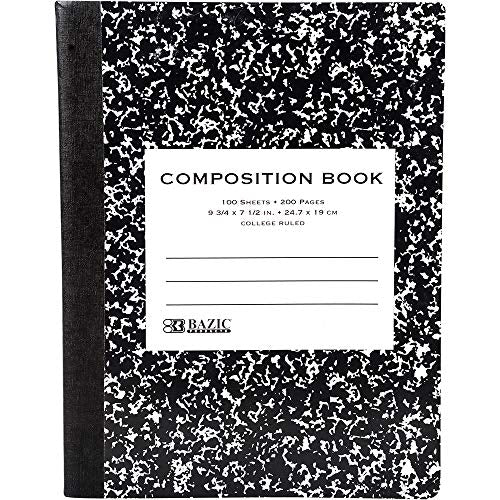 Black Marble College Ruled Notebook, 100 Sheets