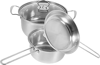 Stainless Steel Cookware Set with Soup Pot and Frying Pan