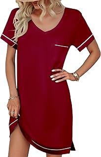 Women's Short Sleeve V-Neck Sleepwear Plus Size Nightshirt