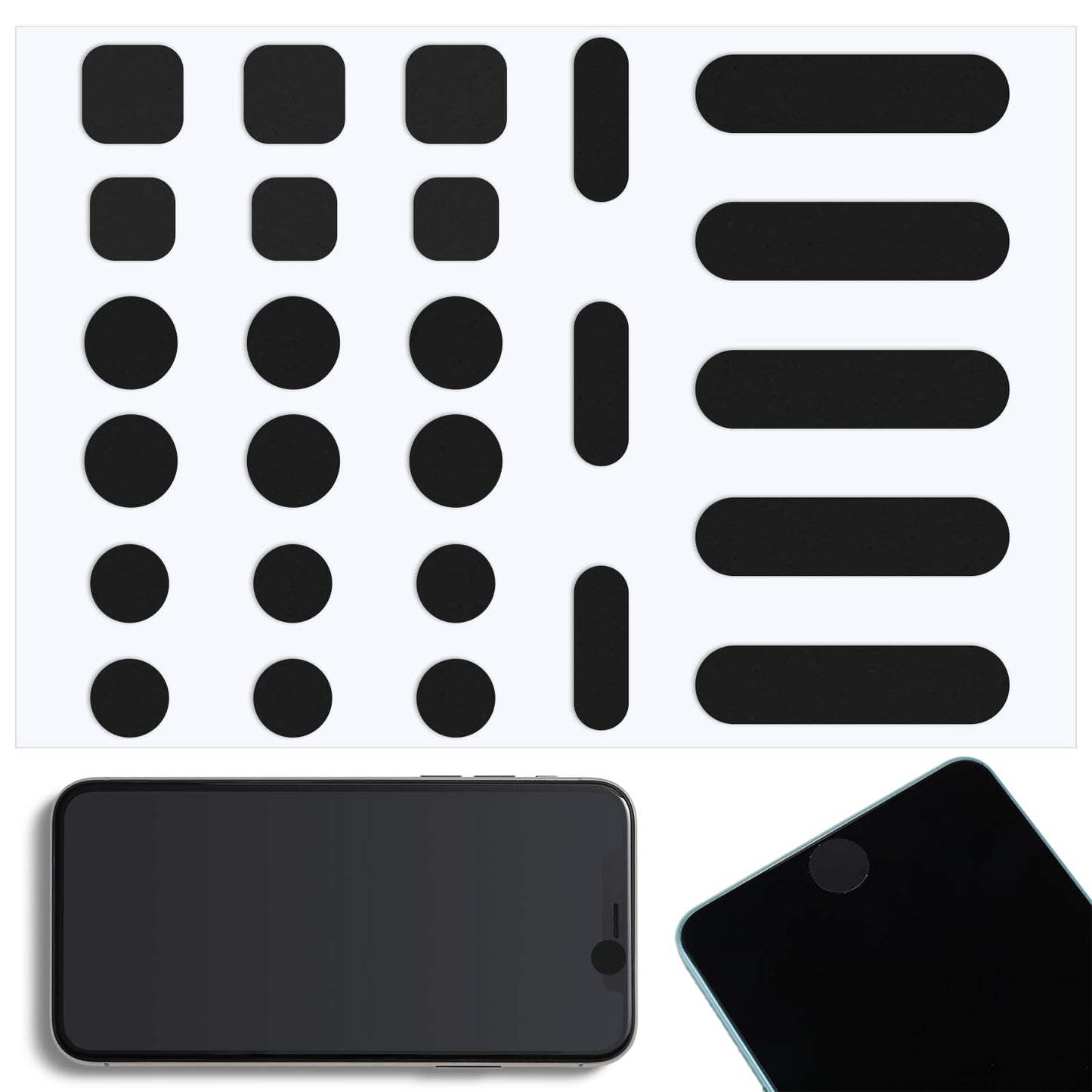 Set of 26 webcam covers in six sizes for privacy protection