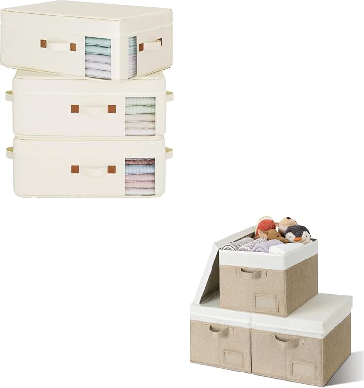 Three-pack of clothes storage bags with lids