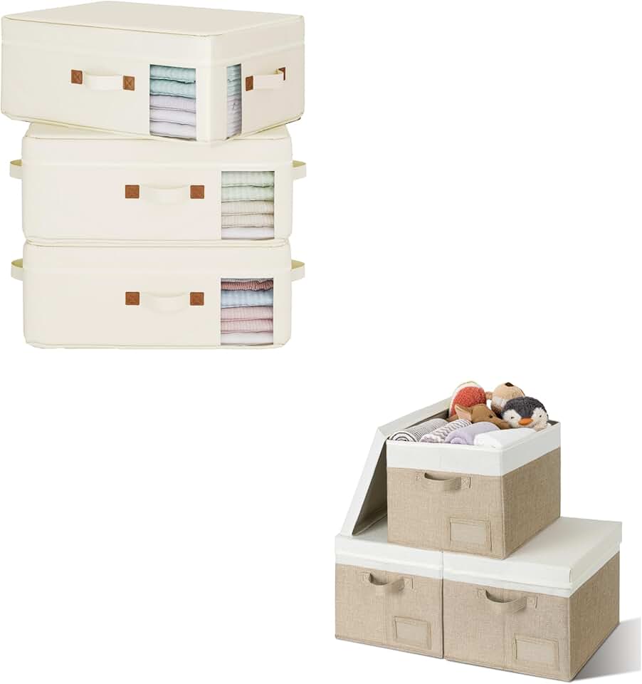 Three-pack of clothes storage bags with lids