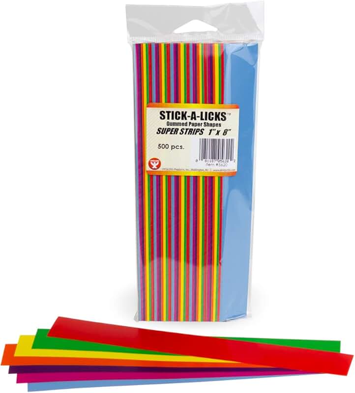 Assorted Color Stick-A-Licks Chain, 1" x 8", 500 pcs