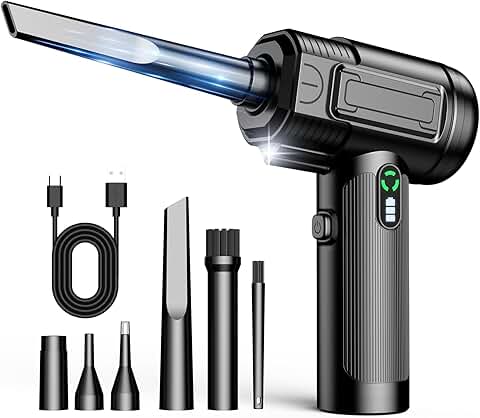 Electric Air Duster with LED Light and Rechargeable Battery