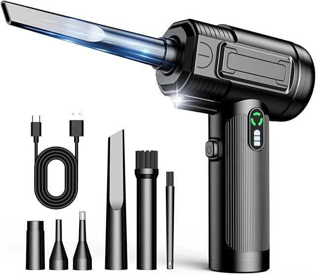 Electric Air Duster with LED Light and Rechargeable Battery