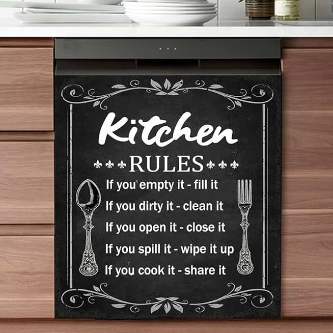 Funny Kitchen Rules Magnet for Dishwasher Door