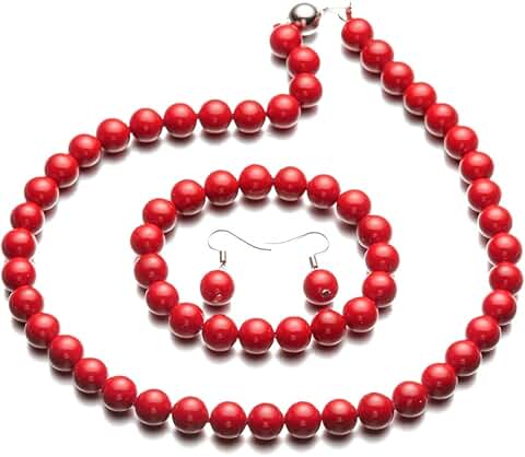 Elegant Pearl Jewelry Set with Necklace, Bracelet, and Earrings
