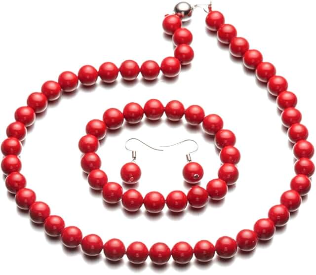 Elegant Pearl Jewelry Set with Necklace, Bracelet, and Earrings