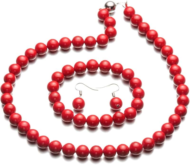 Elegant Pearl Jewelry Set with Necklace, Bracelet, and Earrings