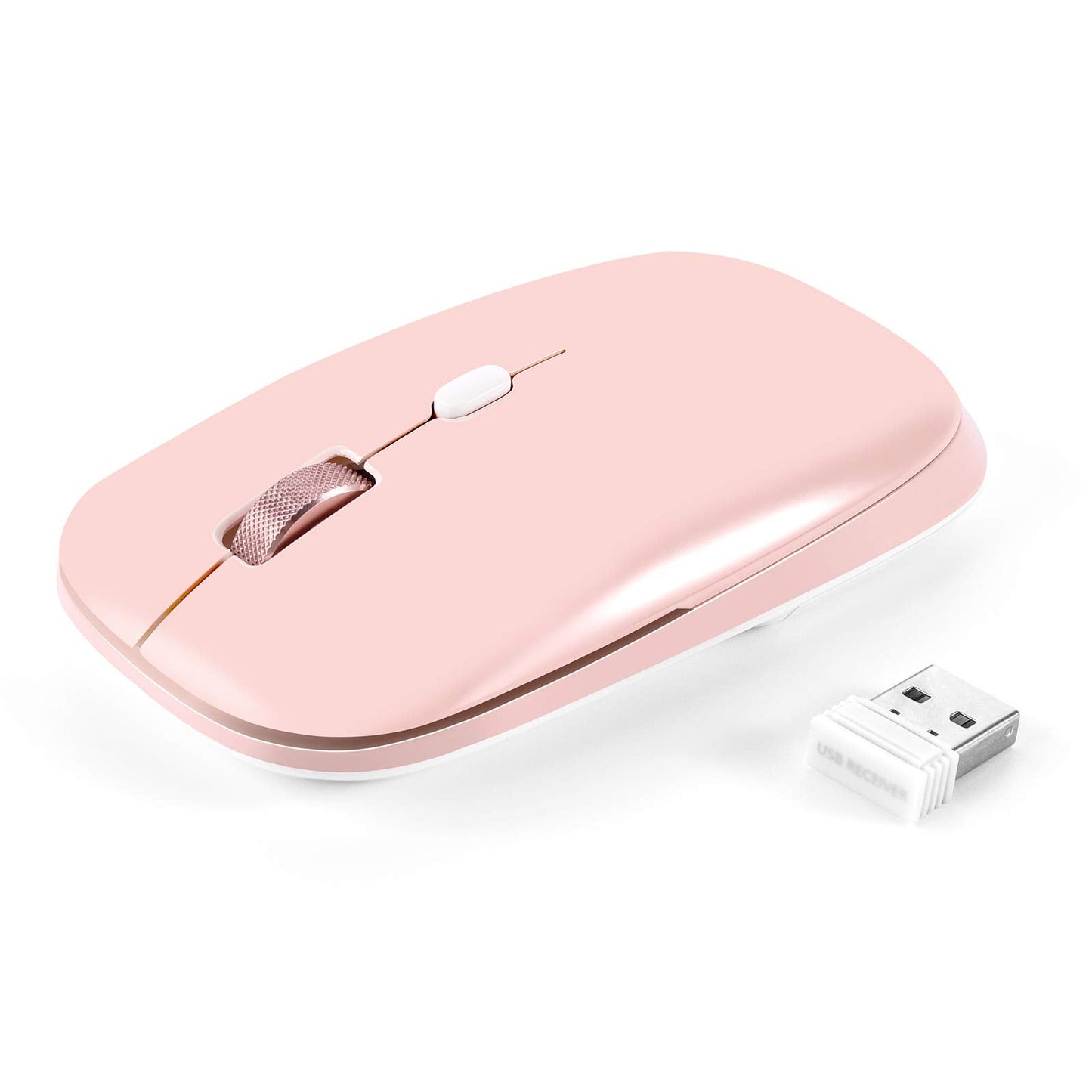 Wireless Mouse, 2.4G Slim Silent Cordless Mouse with USB Receiver, 3 Adjustable DPI Portable Optical Wireless Computer Mice for Laptop, PC, Notebook, Computer, Deskbtop, MacBook - (Pink)