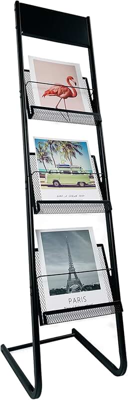 Floor-standing 3-layer magazine and brochure rack
