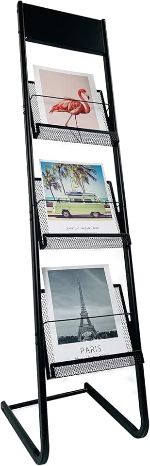Floor-standing 3-layer magazine and brochure rack