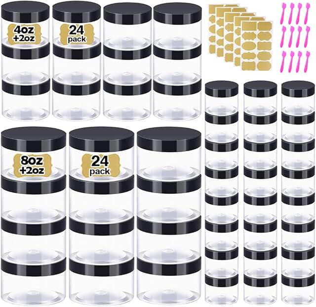Set of 48 Plastic Containers with Lids in Various Sizes